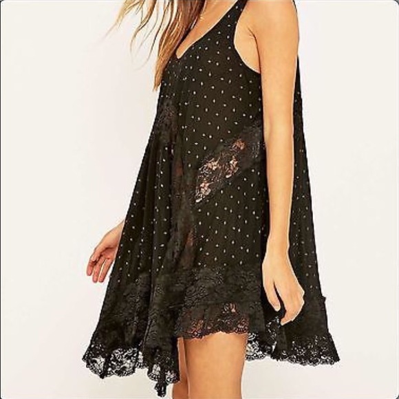 Free People She Swings Black Slip Dress - Picture 2 of 4